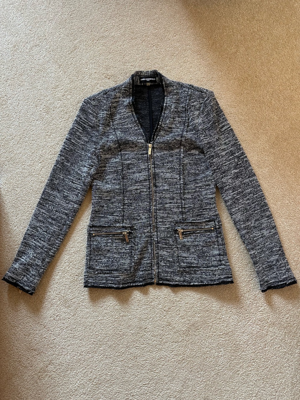 Karl Lagerfeld Paris Black & White Boucle Jacket